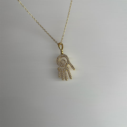 Işıltılı Spiral Hamsa Kolye