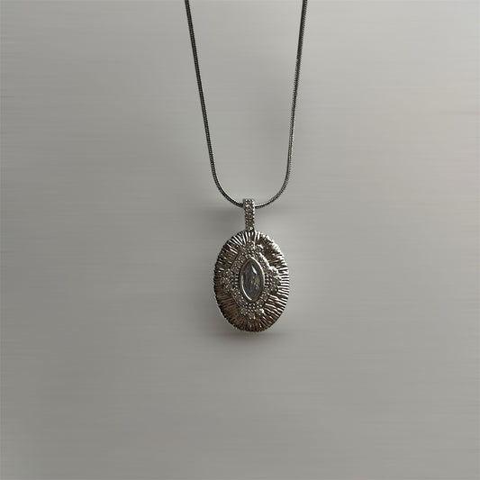 Silver Antik Oval Kolye