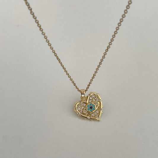 Taşlı Kalp Kolye