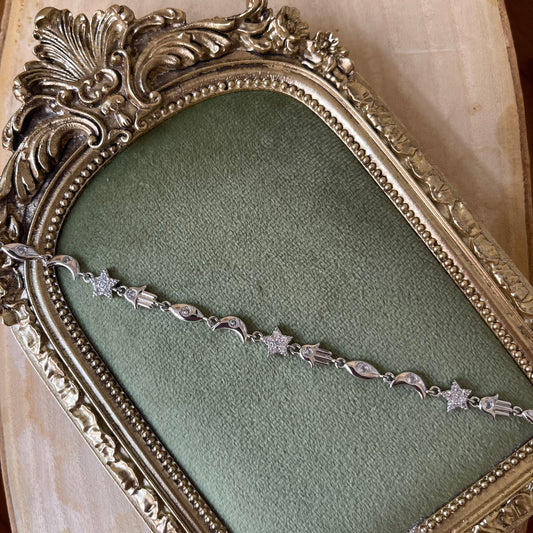 Hamsa Ay Yıldız Bileklik Silver