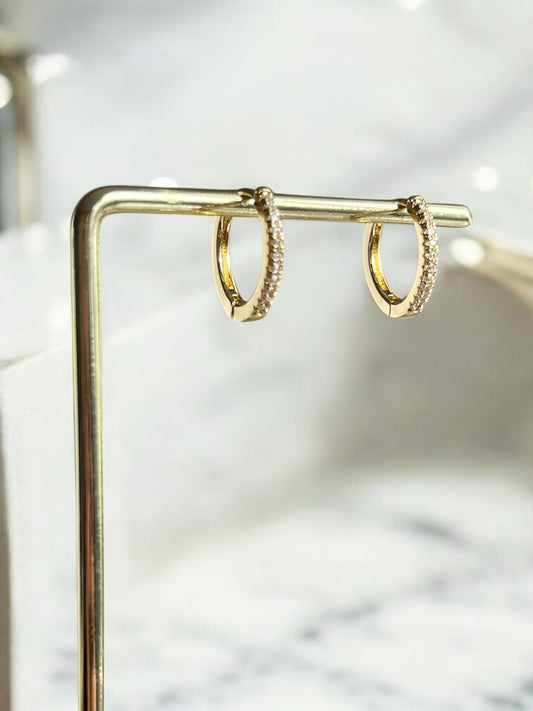 Taşlı Gold Halka Küpe